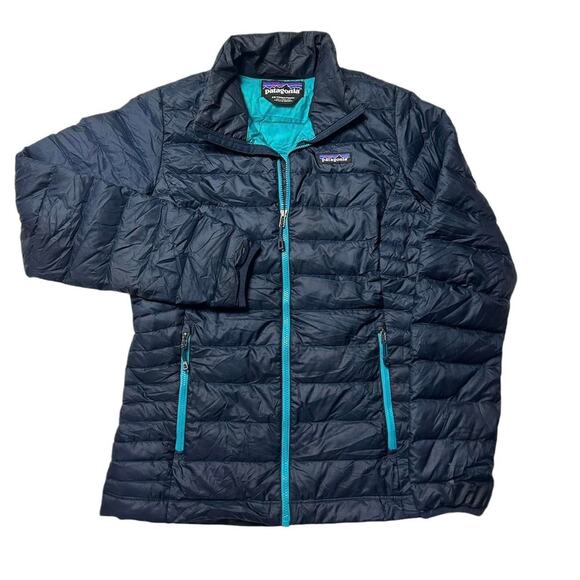 Patagonia Goose Down Sweater Navy Blue Zip Puffer Jacket Womens XS - Picture 1 of 4